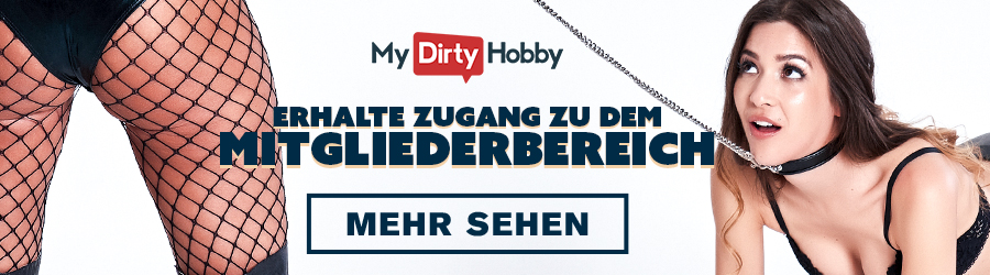 MyDirtyHobby Banner – Zugang zum Mitgliederbereich mit sexy Model und Button „Mehr sehen“
