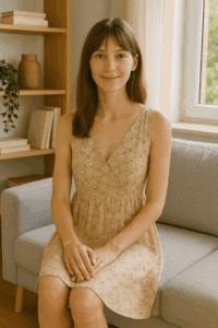 Typische Amateurdarstellerin aus den Big7 Videos – natürliche Ausstrahlung, echtes Lächeln und authentische Szene aus dem Alltag.